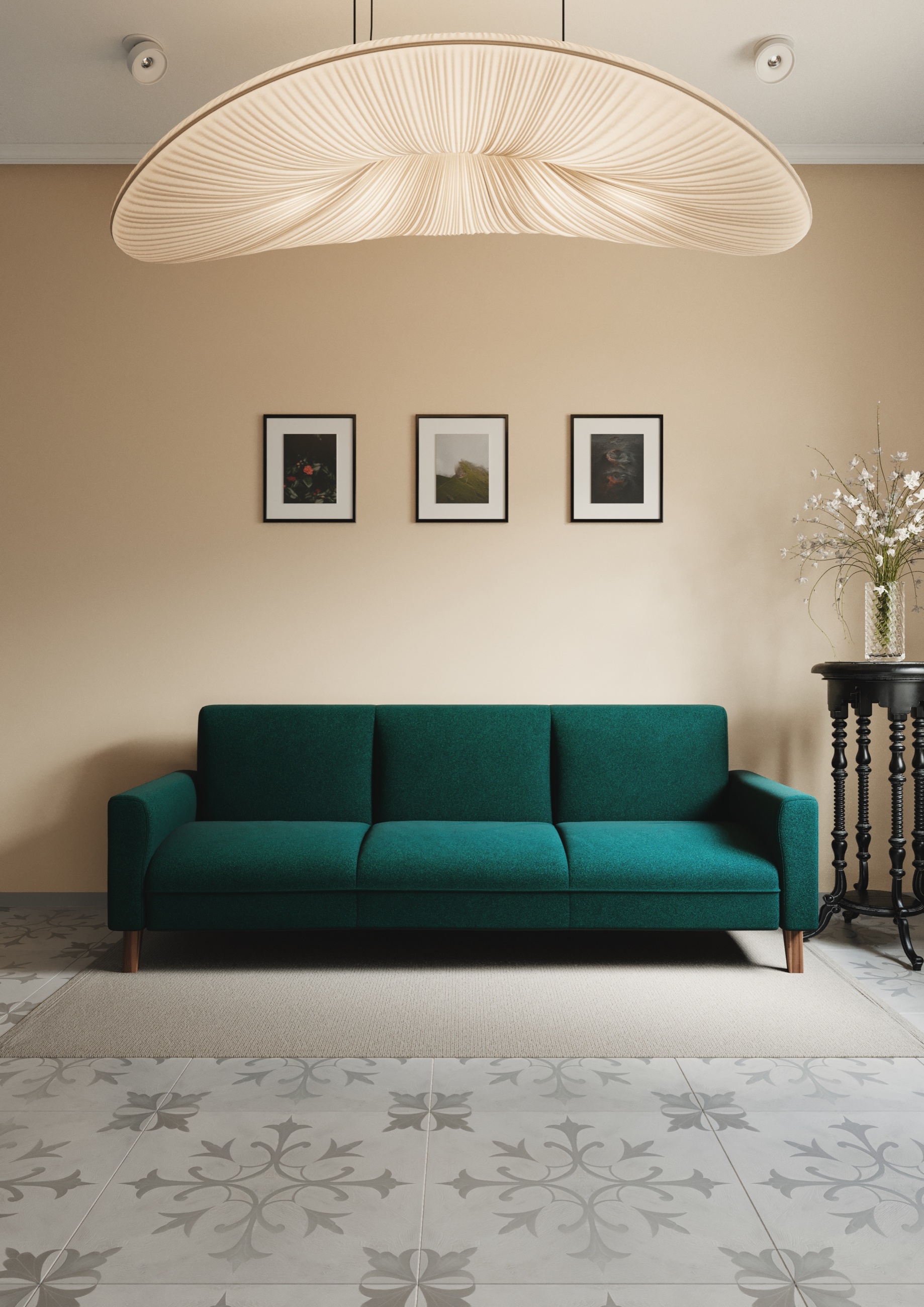 Linea-D BONO three-seater sofa in a walnut interior setting